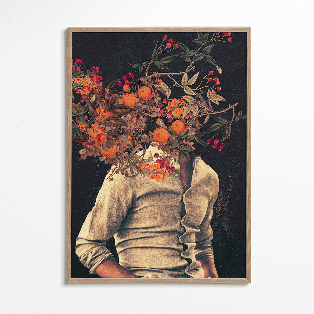 Botanische poster met bloemtorso surreal