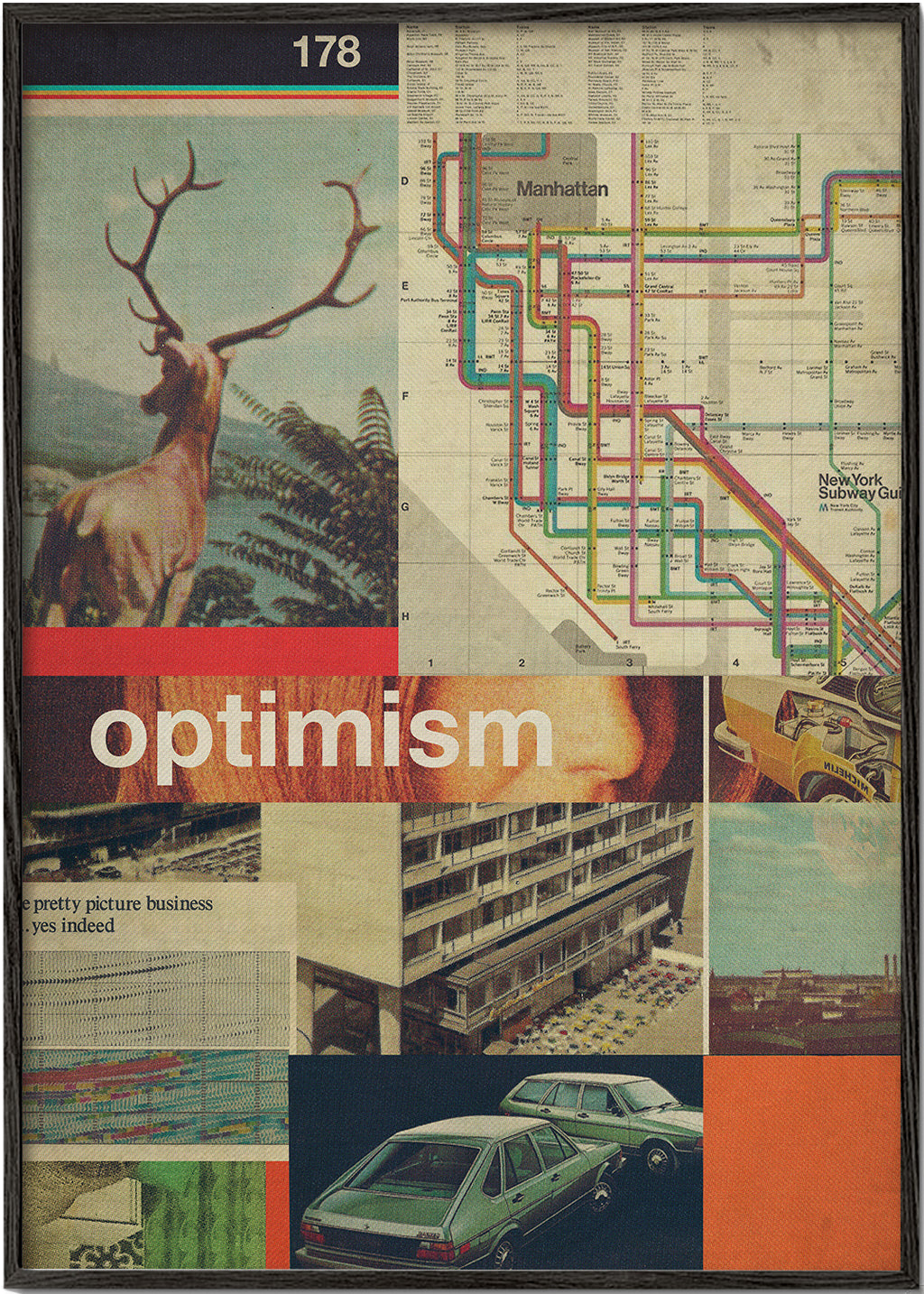 Vintage collage met Manhattan-kaart