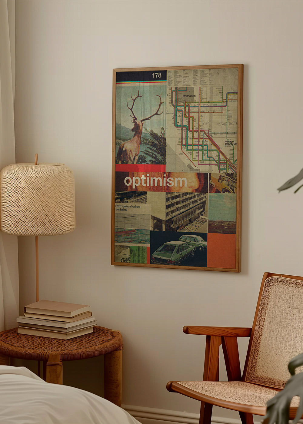 Vintage collage met Manhattan-kaart