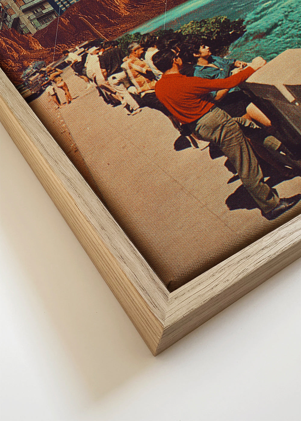 Vintage poster: ruimtecollage met kustpromenade