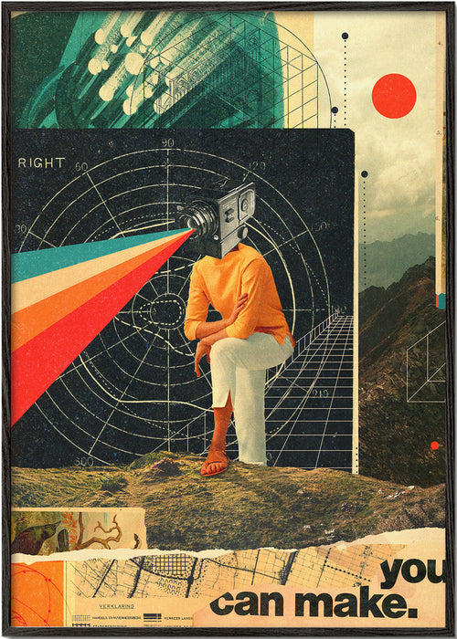 Vintage poster camera collage