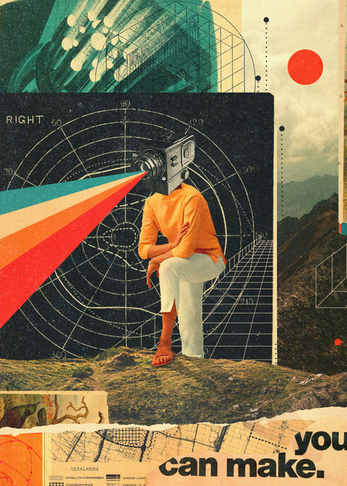 Vintage poster camera collage