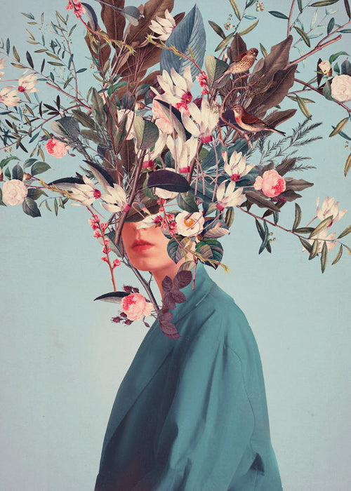 Botanische print met bloemportret