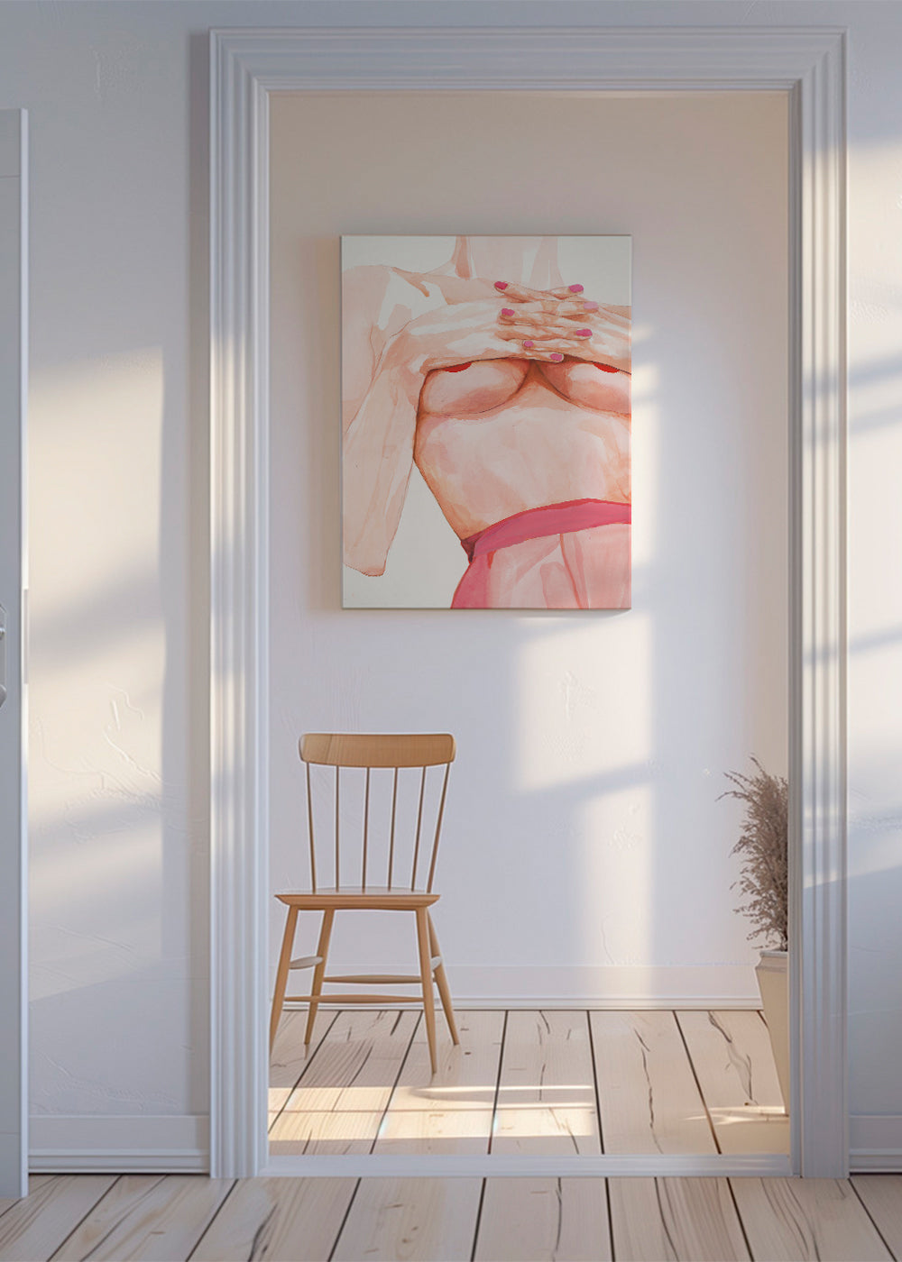 Illustratie: vrouwelijk torso aquarel