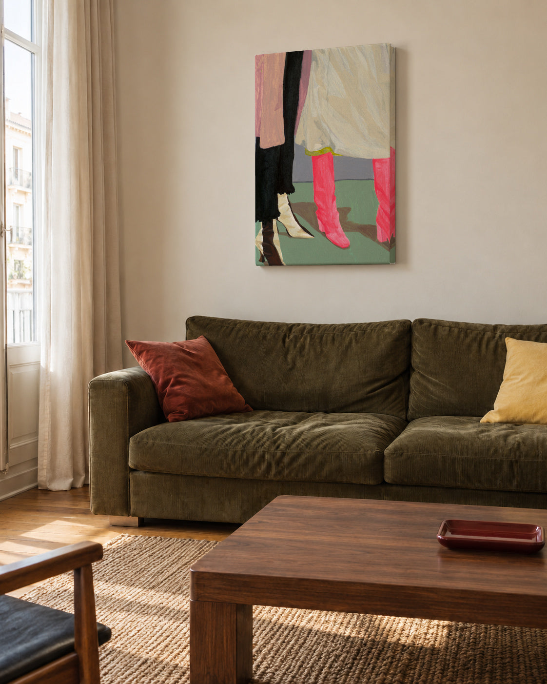 Siblings II - Unframed canvas in an interior