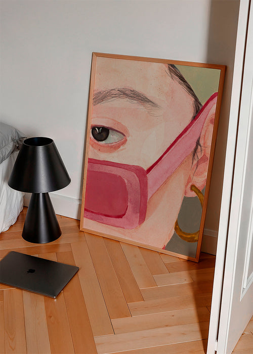 Illustration close-up met roze zonnebril