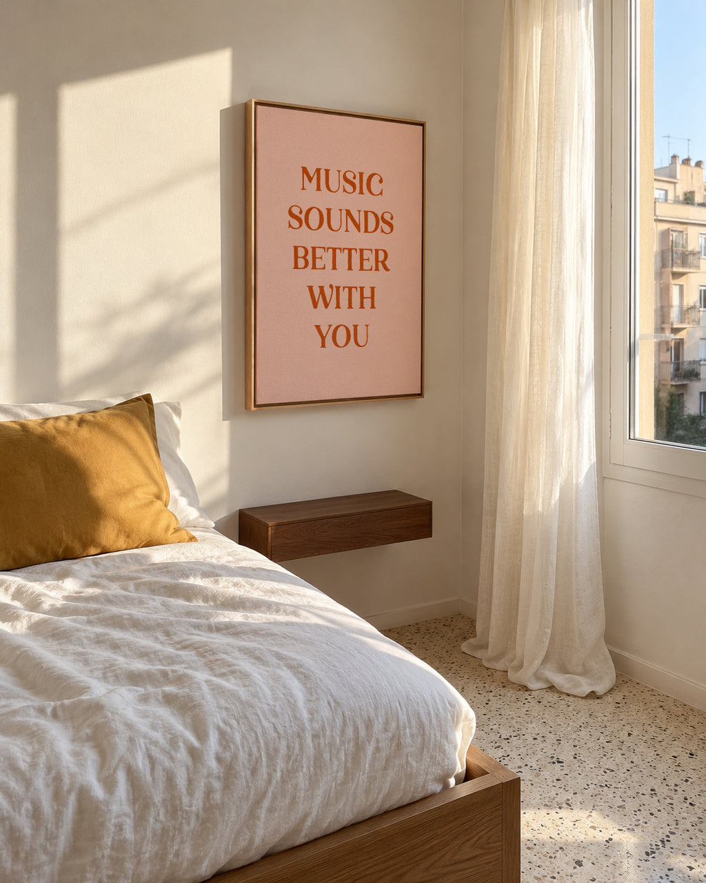 Music sounds better with you - Framed canvas in an interior