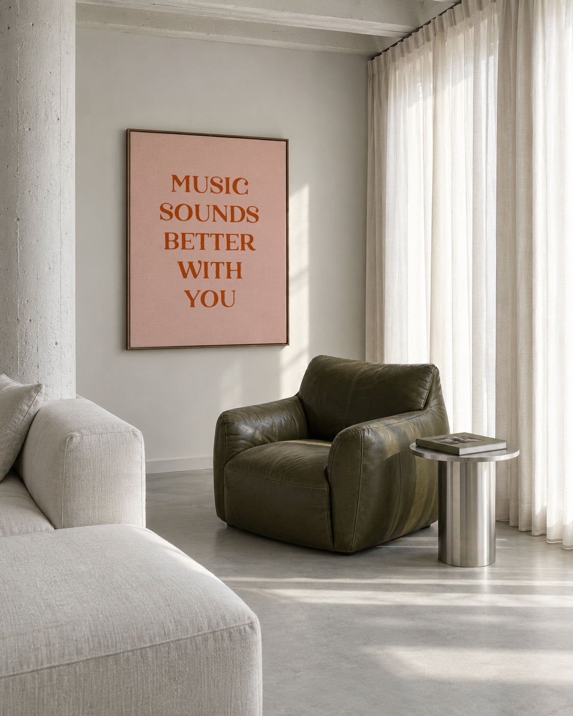 Music sounds better with you - Framed canvas in an interior