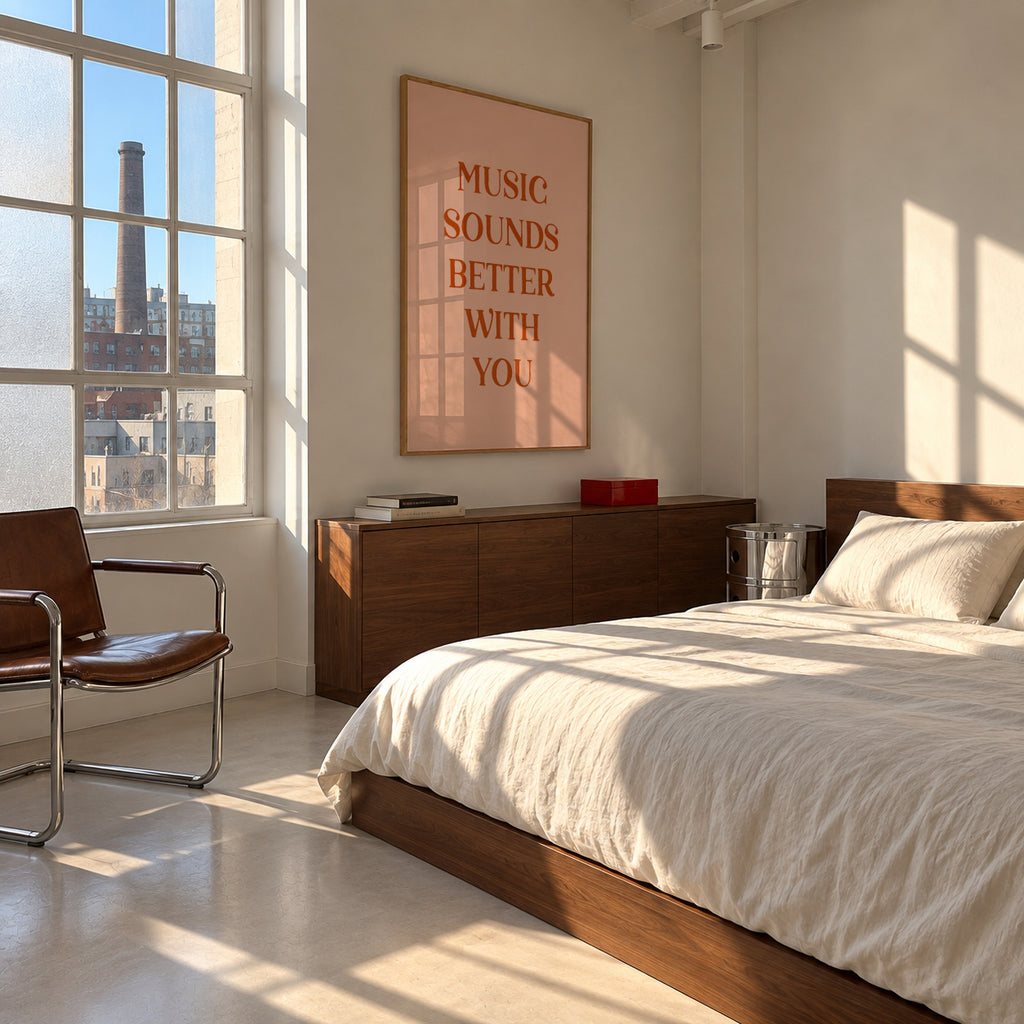 Music sounds better with you - Framed poster in an interior