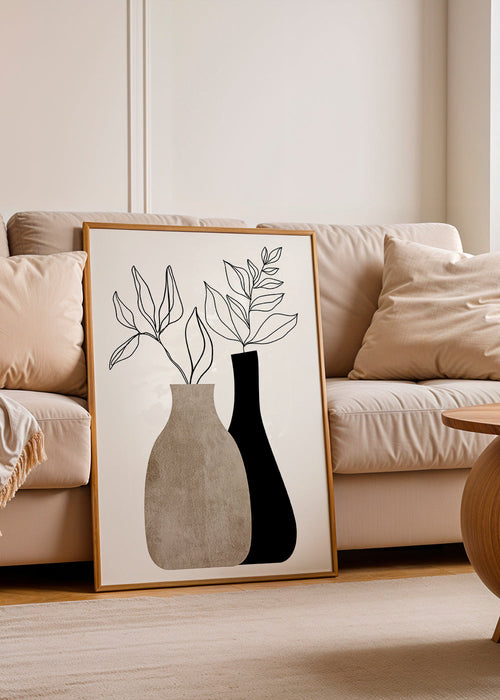 Botanische poster met minimalistische vazen