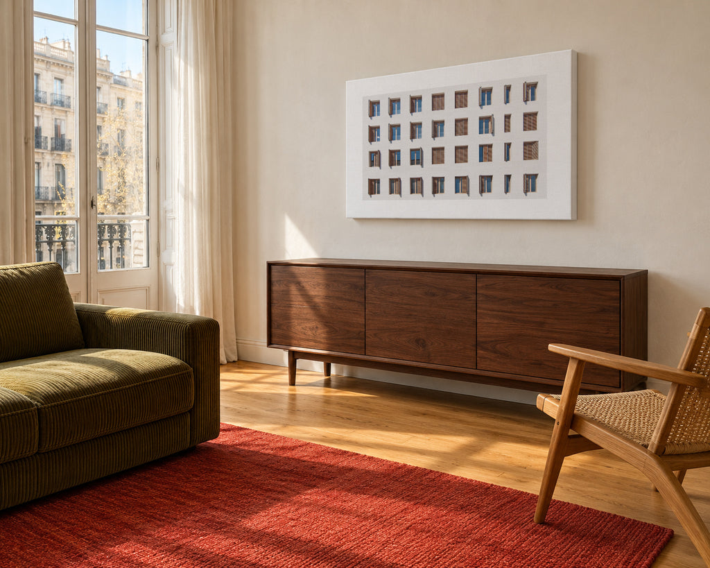 32 - Unframed canvas in an interior