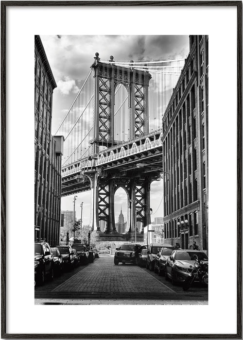 Stadsposter Manhattan Bridge zwart-wit