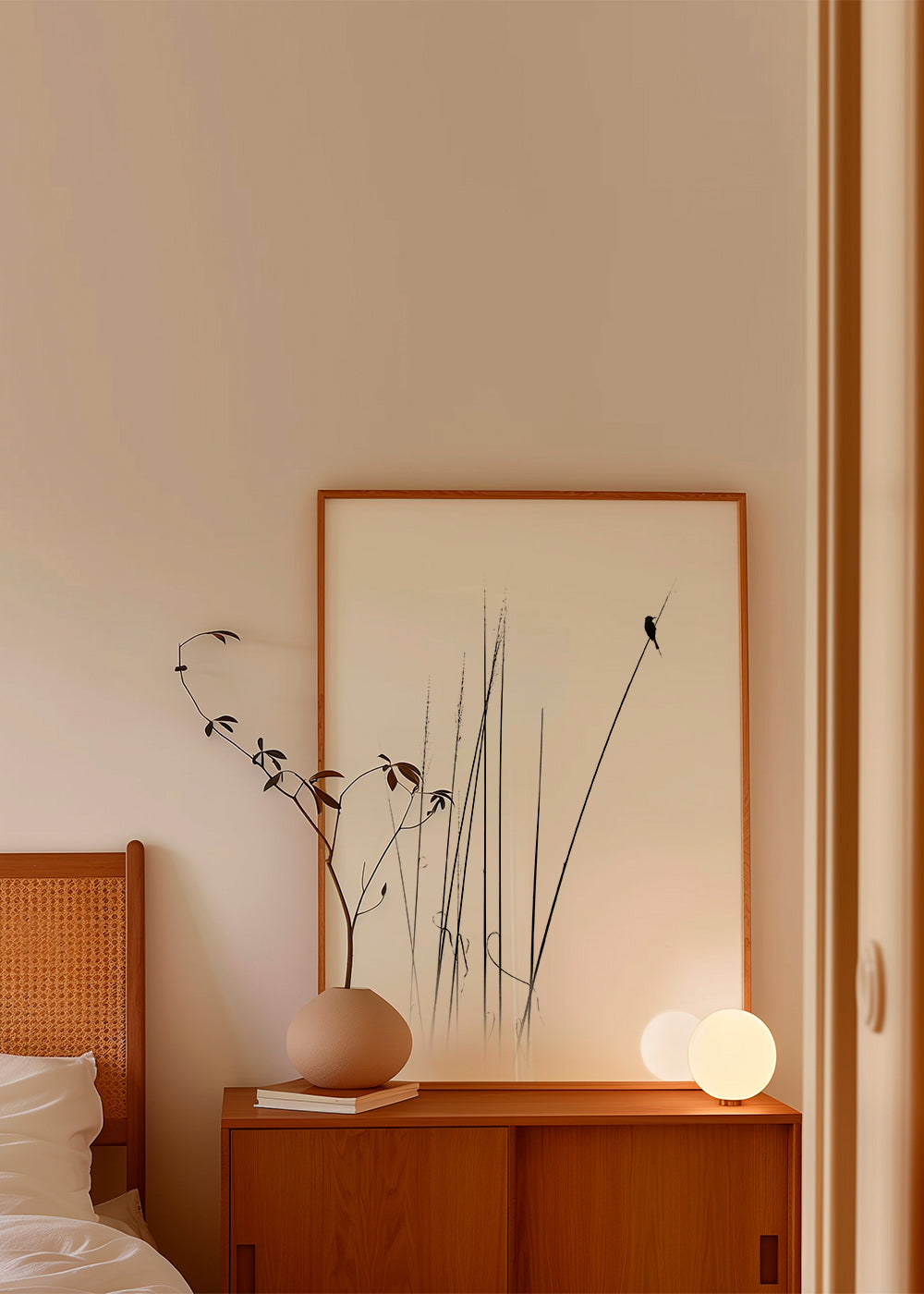 Fotografie: vogel op riet minimal