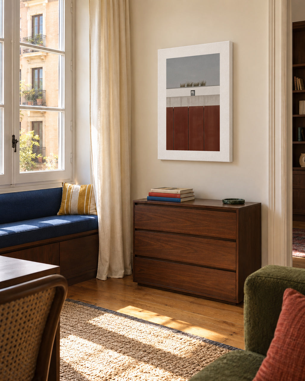 behind the wall - Unframed canvas in an interior