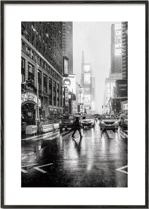 Stadsbeeld zwart-wit: Times Square in de regen