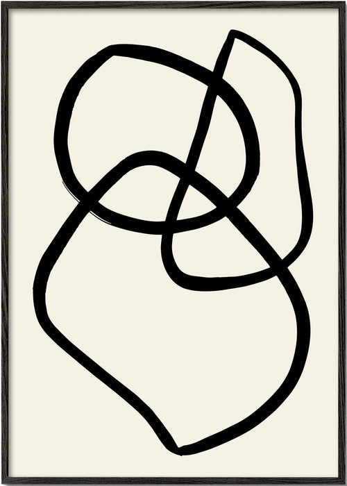 Minimalistische kunst met zwarte organische lijnen