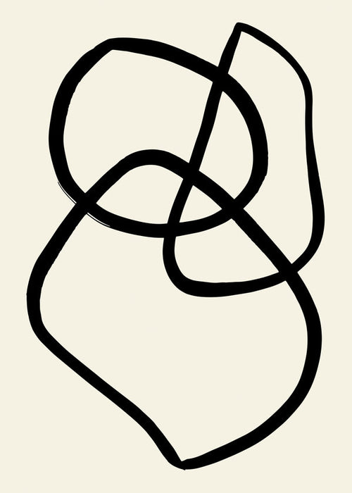Minimalistische kunst met zwarte organische lijnen