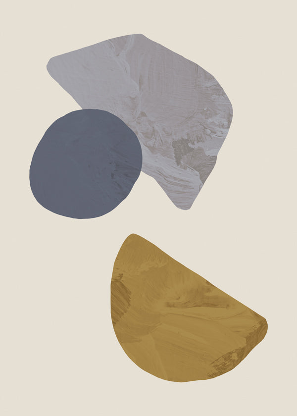 Abstract kunstwerk met organische beige vormen