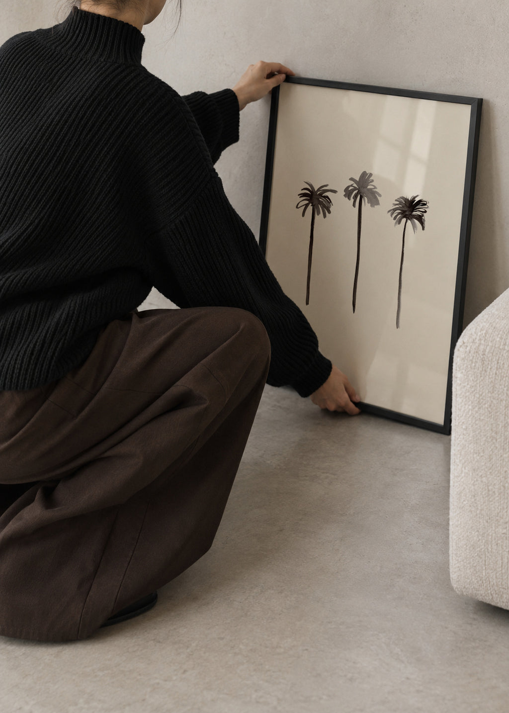 Palm Trees Ink - Framed poster in an interior