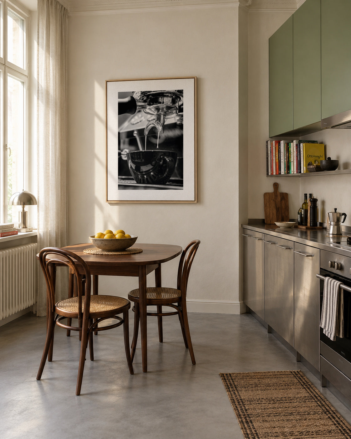 Coffee VIII - Framed canvas in an interior