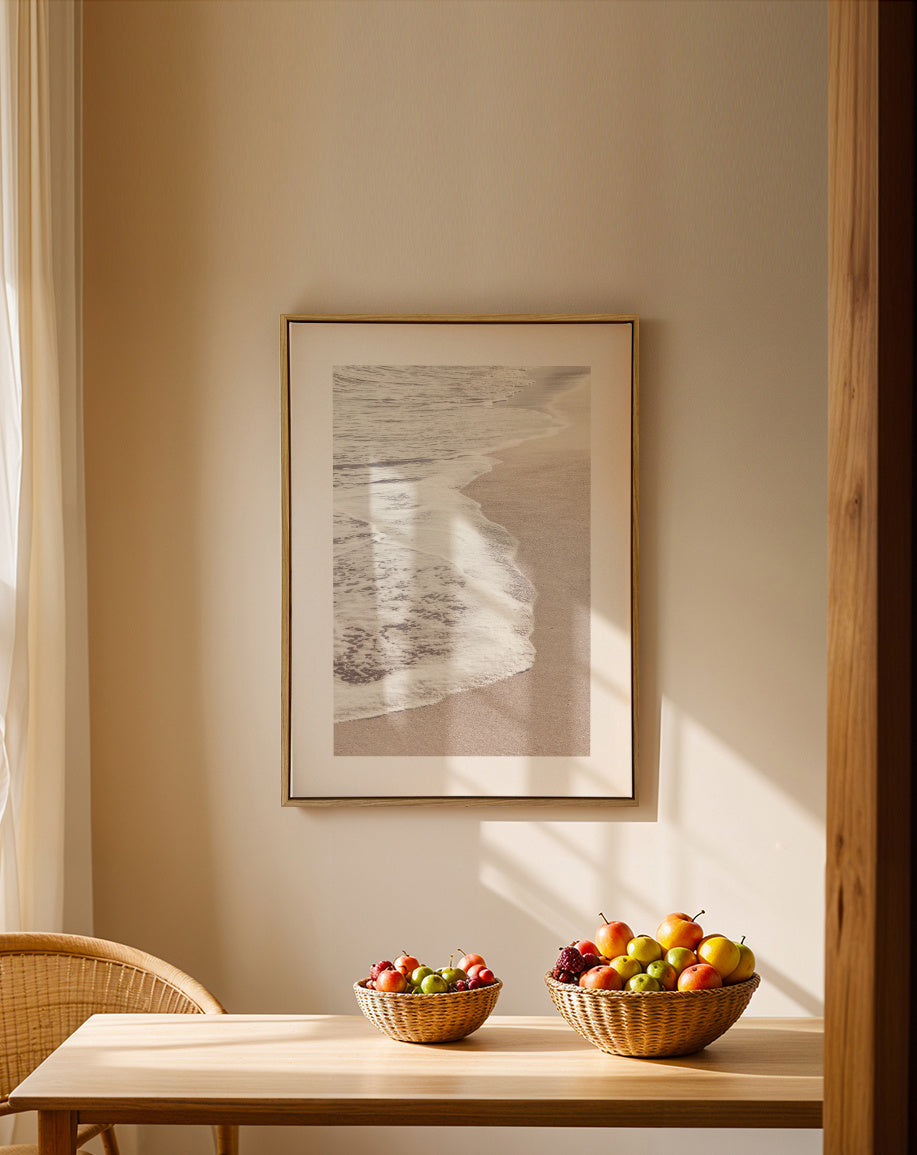 Beach VI - Framed canvas in an interior