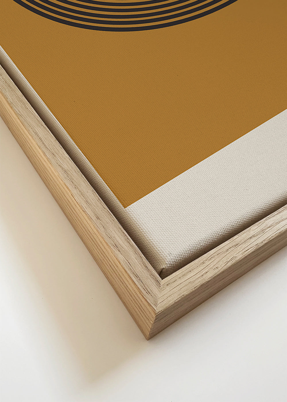 Geometrische poster concentriche cirkels met okerblok