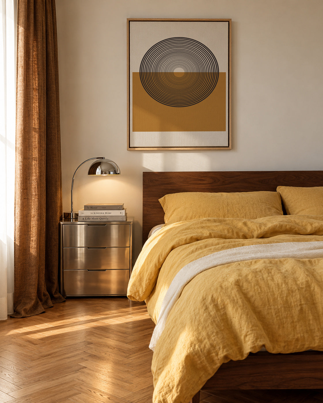 Retro Landscape - Framed canvas in an interior