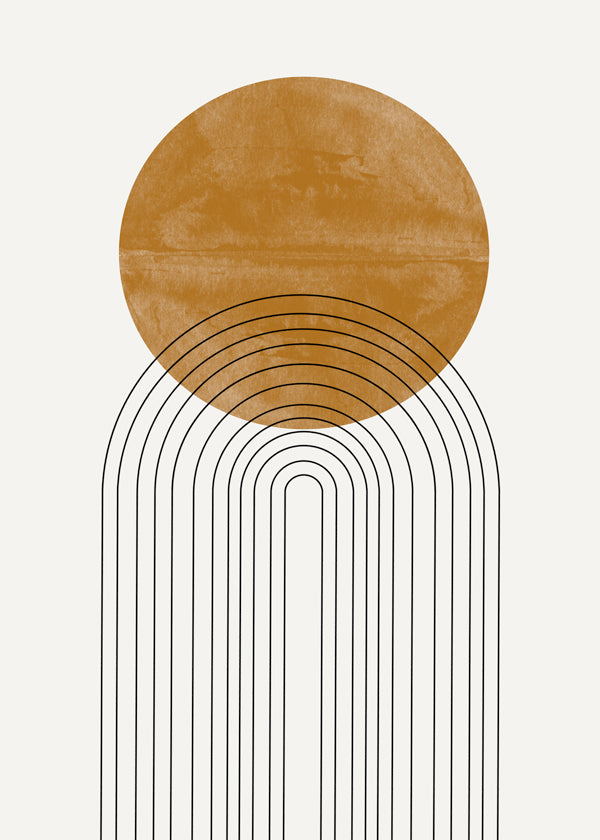 Geometrische poster met okergeboog