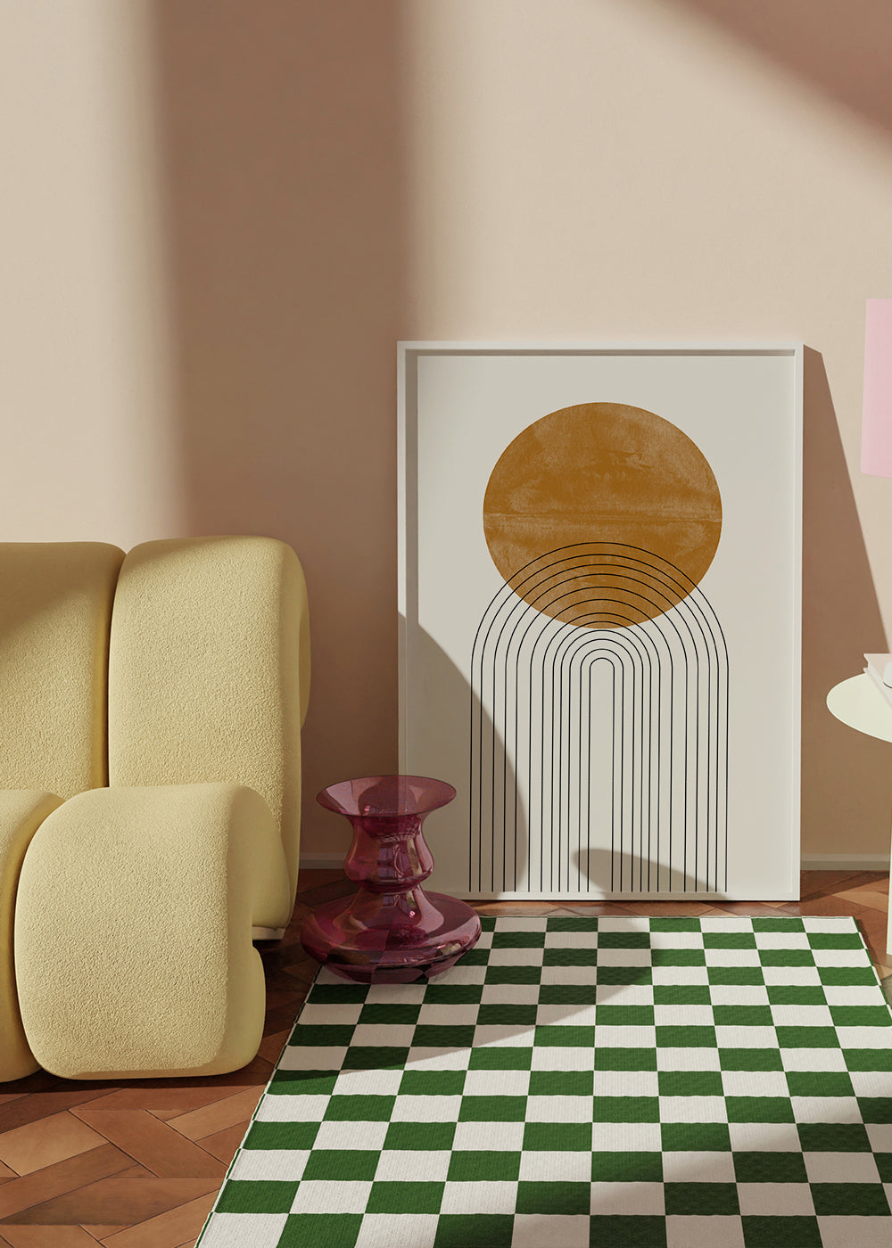 Geometrische poster met okergeboog