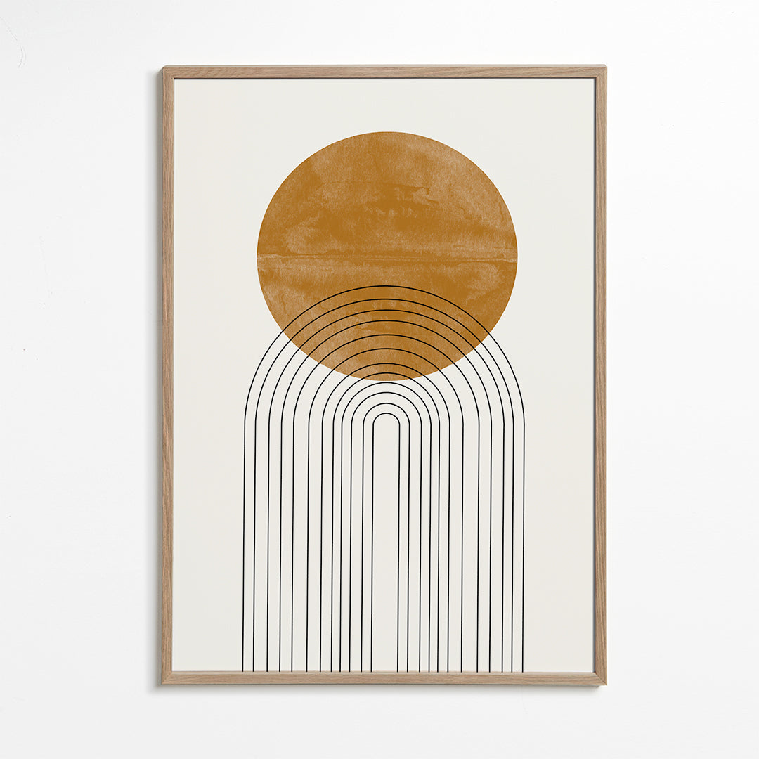 Geometrische poster met okergeboog
