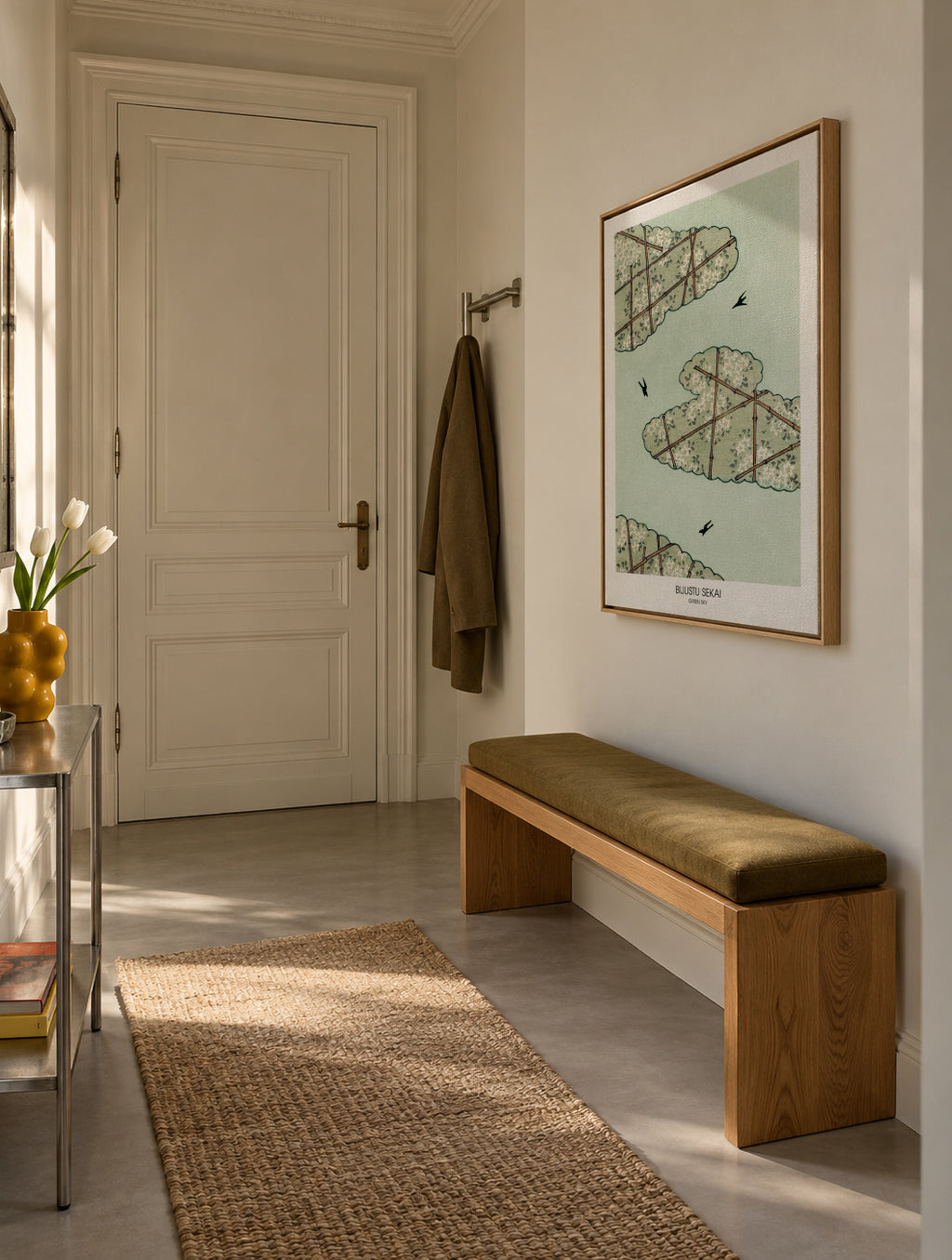 Green Sky - Framed canvas in an interior