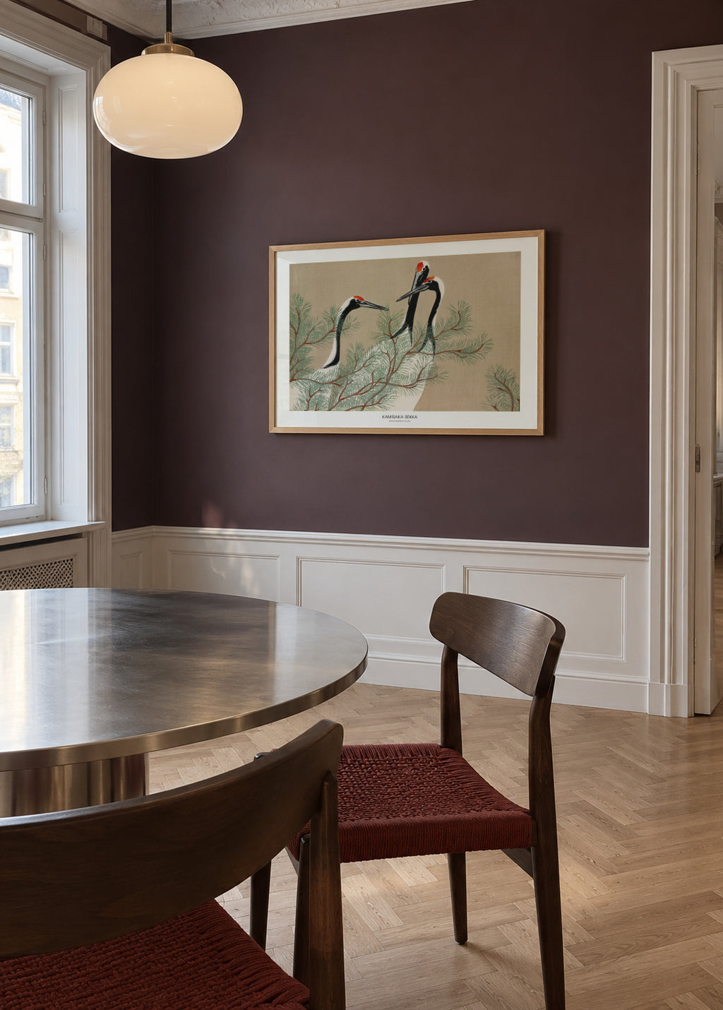 Cranes From Momoyogusa - Framed poster in an interior