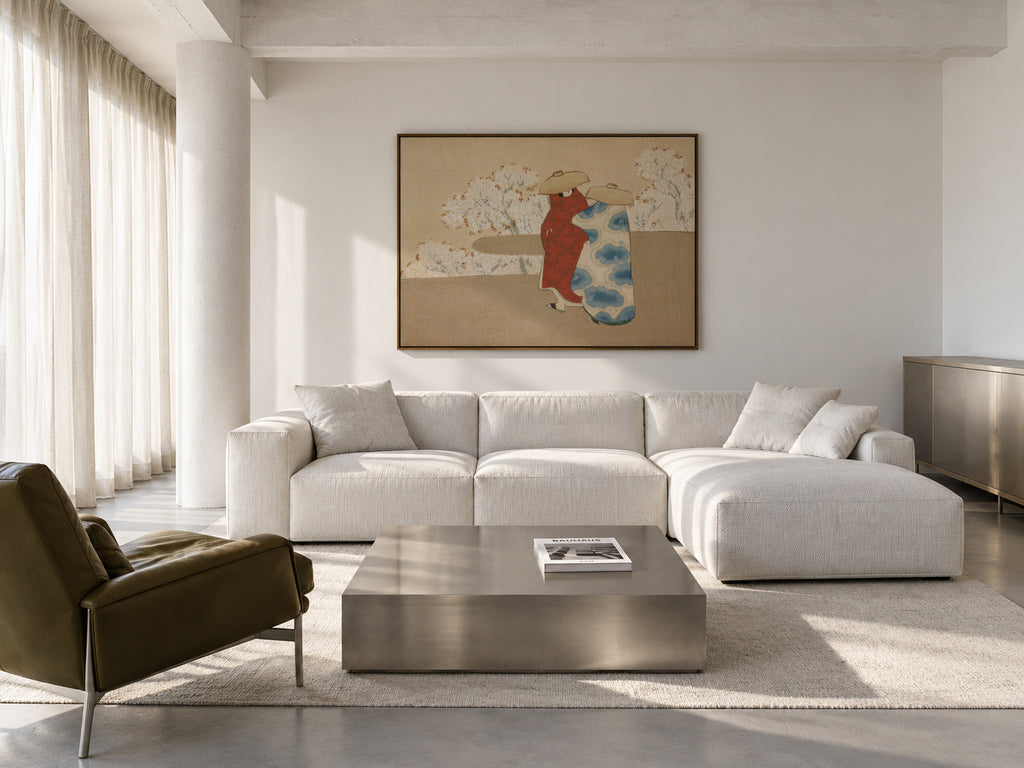 Hanami season from Momoyogusa - Framed canvas in an interior