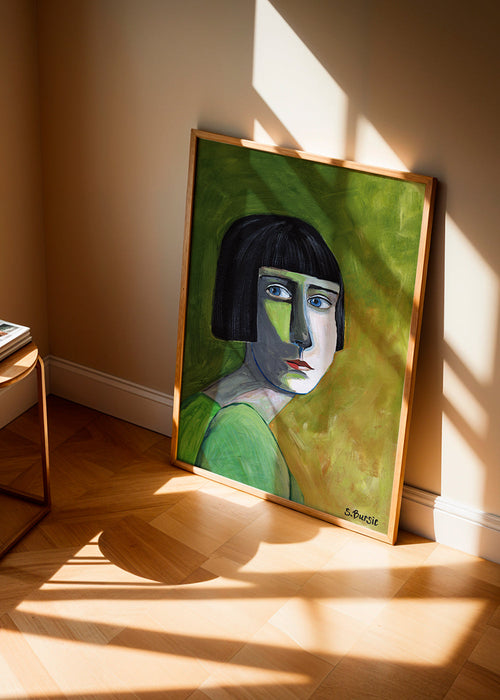 Illustratie portret vrouw met zijwaartse blik