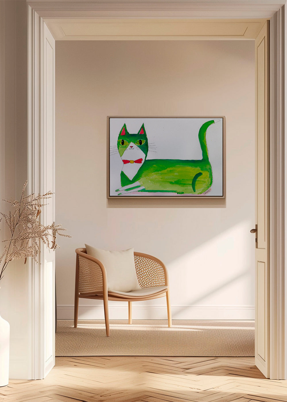 Groene kat illustratie liggend