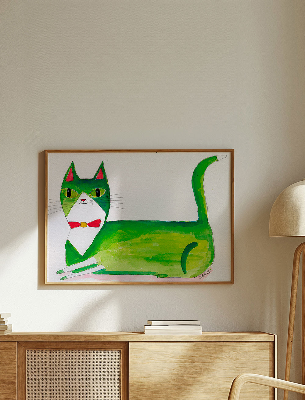 Groene kat illustratie liggend