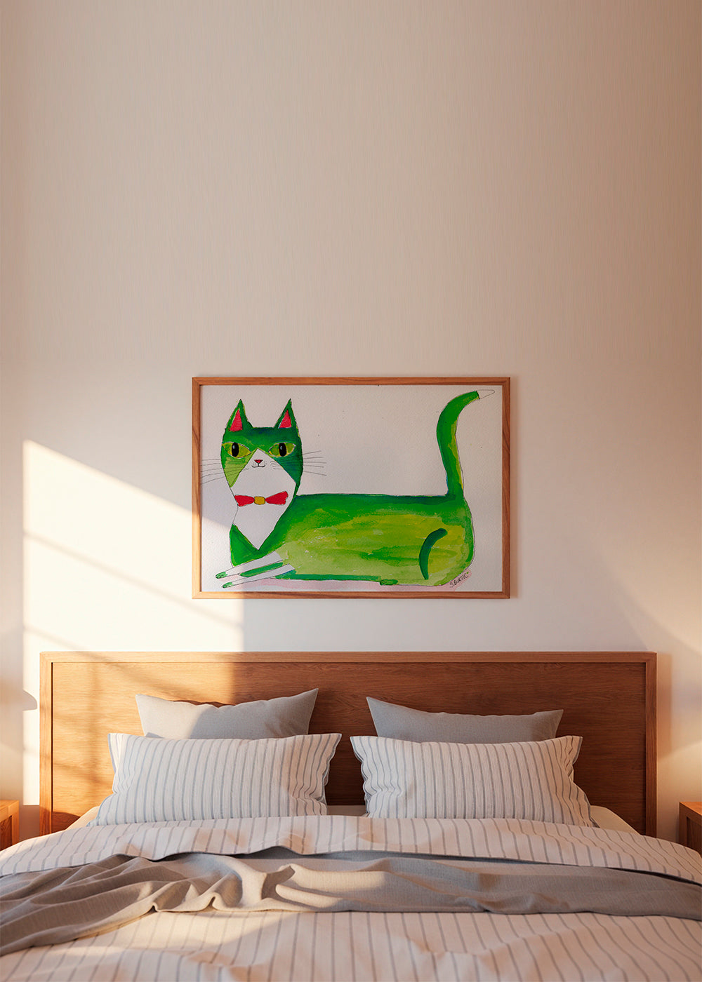 Groene kat illustratie liggend