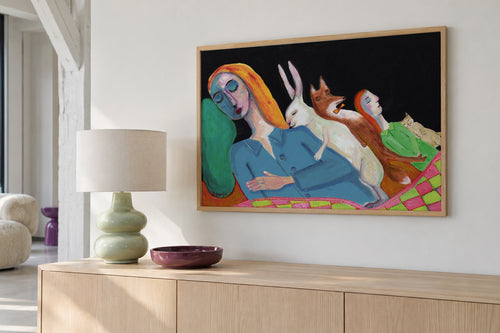 Five in the Bed - Framed poster in an interior