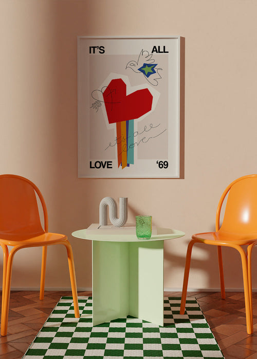 Illustratie hart retro 69