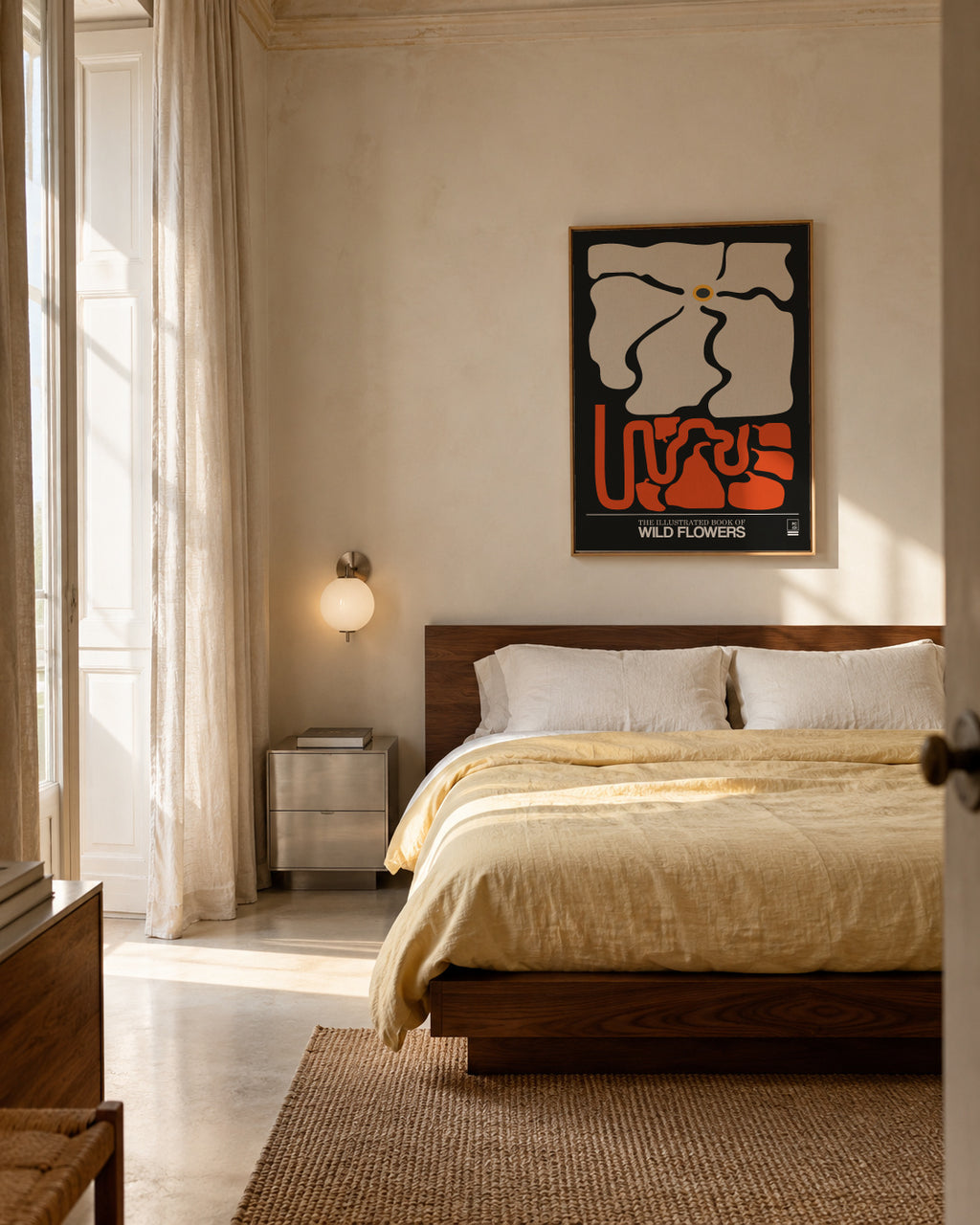 The Illustrated Book Of Wild Flowers Vol.1 Grey - Framed canvas in an interior