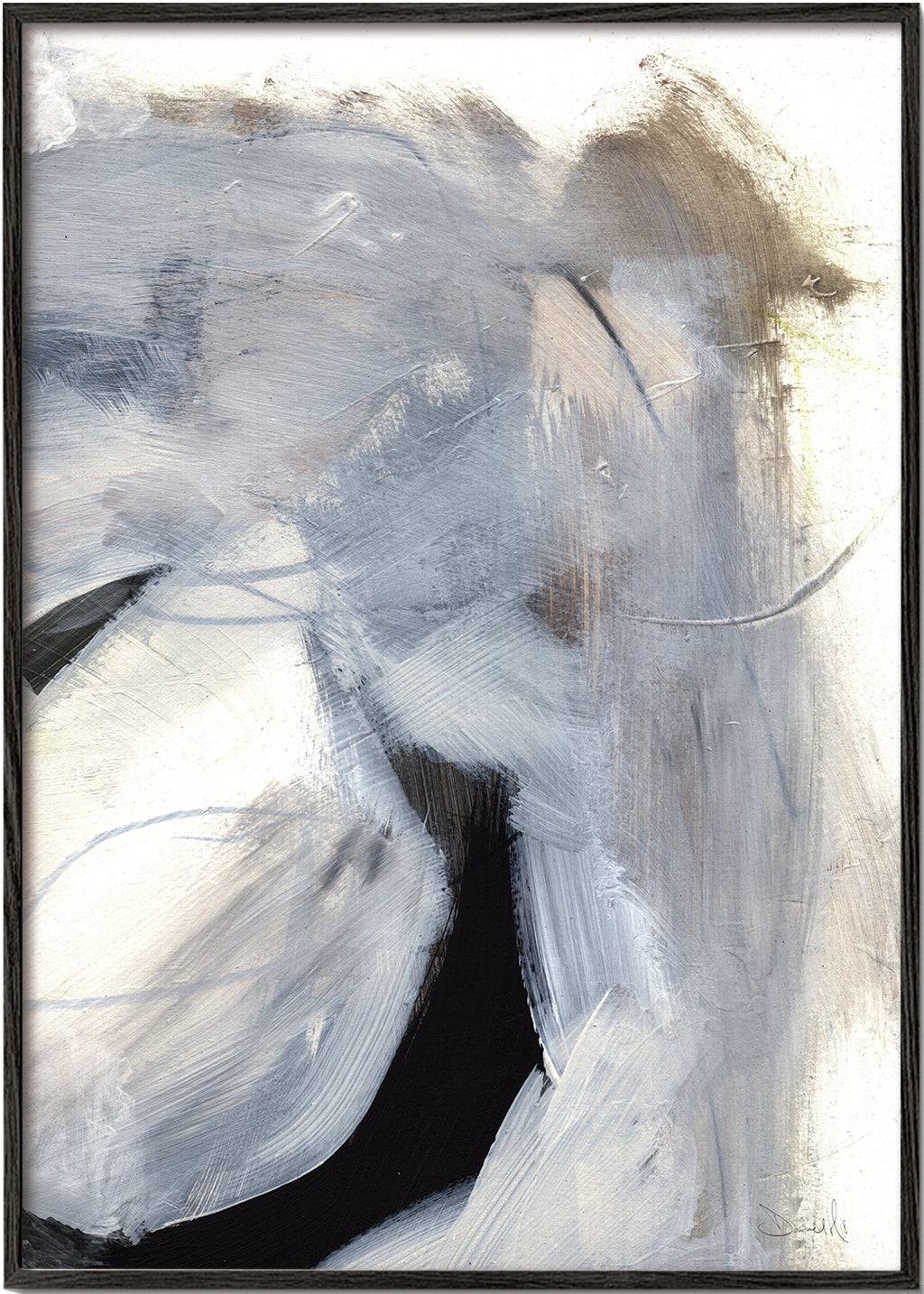 Abstracte kunst met grijze gebaren