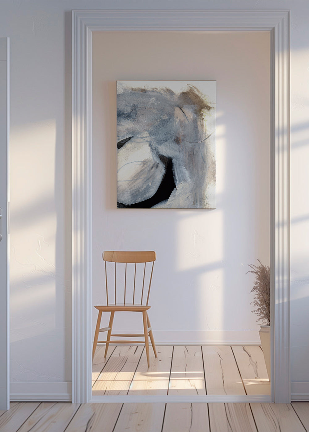 Abstracte kunst met grijze gebaren
