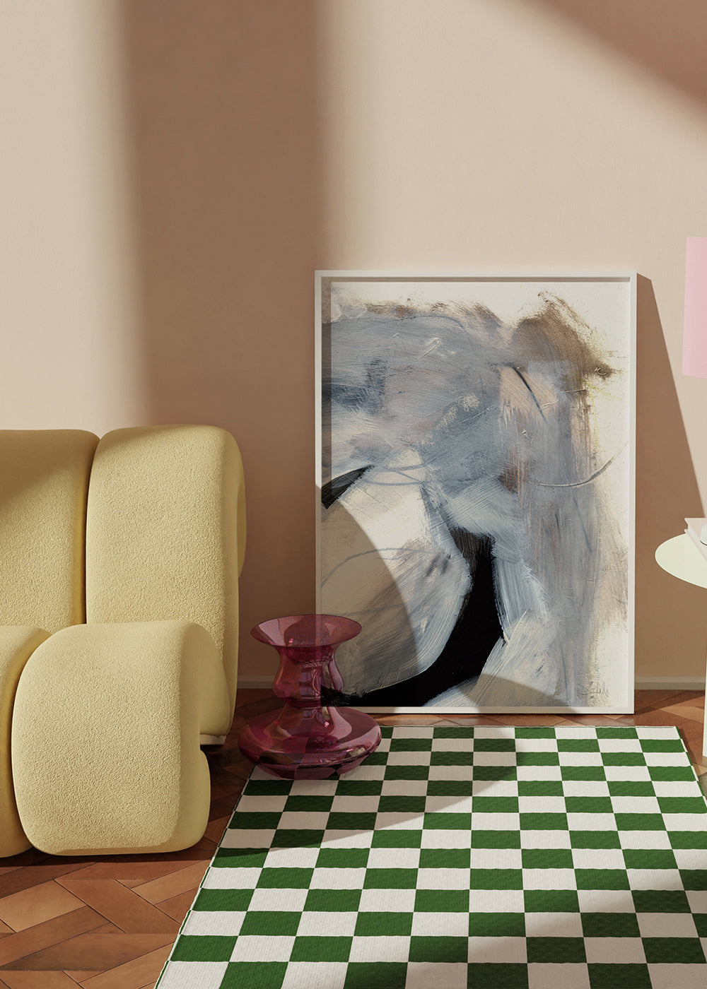 Abstracte kunst met grijze gebaren