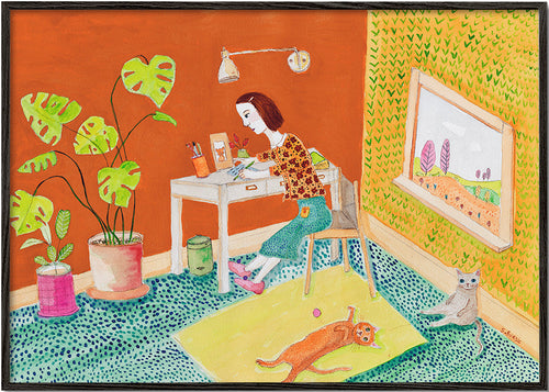 Illustratie van katten in interieur