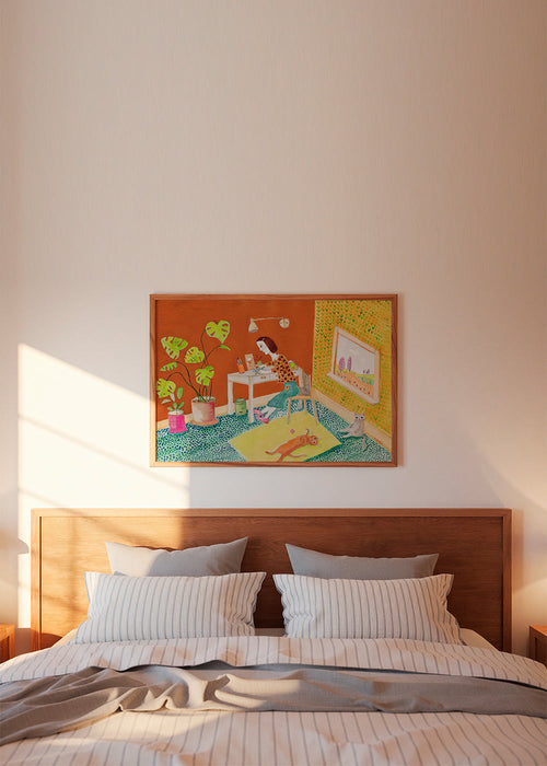 Illustratie van katten in interieur