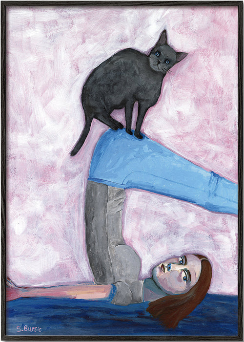 Ontspannend design met yogahouding en kat