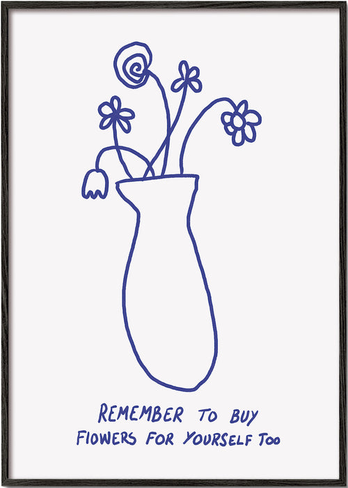 Botanische poster met vaasschets en handgeschreven tekst