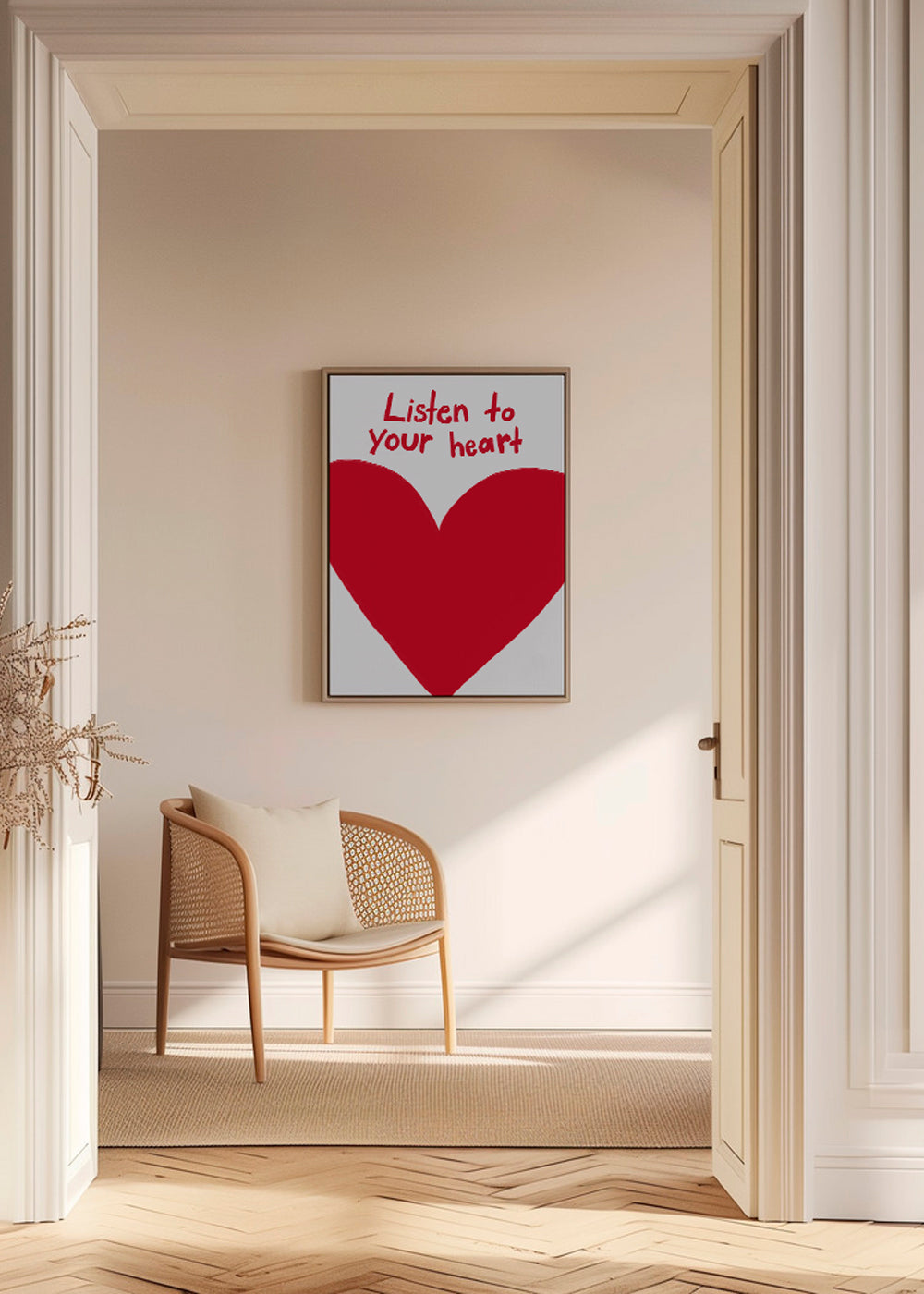 Illustratie rood hart met quote