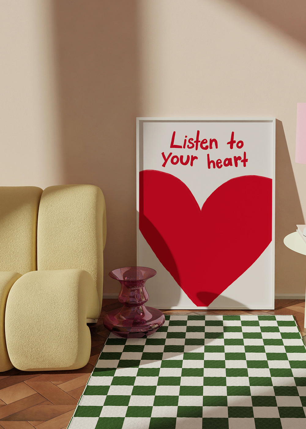 Illustratie rood hart met quote