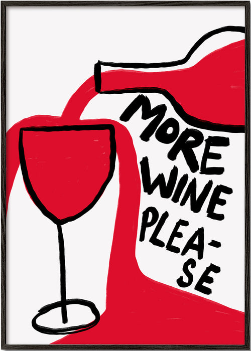 Keuken kunst More Wine Please grafische illustratie